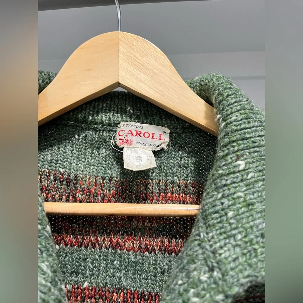 Vintage Les Tricots Caroll wool blend striped cardigan sweater made in Italy S - Picture 5 of 7